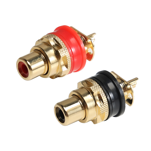 Gold Plated Copper Terminal Waterproof Panel Mount RCA Female Jack Chassis Socket Connector for Audio Amplifier Phono AV