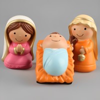 Produits en stock Statues religieuses catholiques Ensembles de crèche chrétiens en polyrésine Joseph Marie Bébé 10,5 cm Sainte Famille Crèche