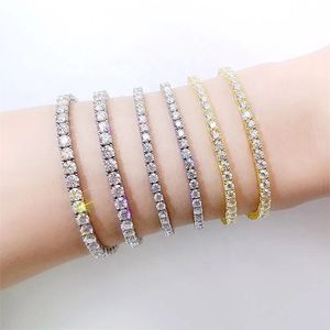 Xinfly Women Jewelry 925 Silver Single Row <b>Iced</b> <b>Out</b> 2mm Moissanite Tennis <b>Chain</b> Bracelet - Product Image 3