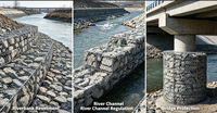 Panier gabion en treillis métallique robuste, taille personnalisée, en Galfan, pour le renforcement de barrages et la construction de canaux fluviaux, vente en gros