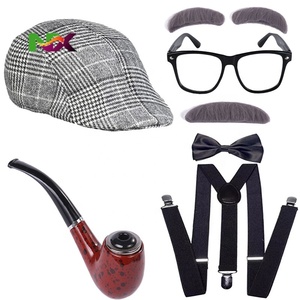 Costume de grand-père à la mode, veste, barbe, nœud papillon, pipe, perruque, accessoires de costume pour la performance - Product Image 1