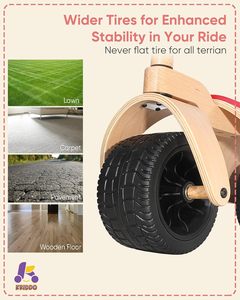 KRIDDO Vélo d'équilibre <span class=keywords><strong>en</strong></span> <span class=keywords><strong>bois</strong></span> pour bébé de 1 an, <span class=keywords><strong>roues</strong></span> larges pour une conduite stable et douce, cadeau de 12 mois à <span class=keywords><strong>3</strong></span> ans - Product Image 5
