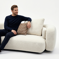 Modernes 4,08m Quadratisches Modulares Sofa Cremefarbenes Bouclé-Stoffsofa Großes Modulares Sofa für Luxus-Wohnzimmer Apartment Villa Edelstahl