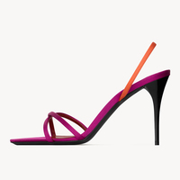 Sandales à talons aiguilles pour femmes, colorblock, à bout pointu, à bride arrière, à fines brides, couleurs vives, vente en gros, OEM, personnalisables