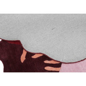 Tapis en laine fait main à motif floral abstrait, rouge et rose, tapis d'art moderne, cadeau de Noël, Nouvel An - Product Image 5