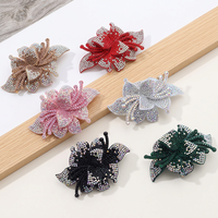 Tissu en patchwork à fleurs doubles en strass brillants Selina Crystal pour sandales, sacs, chapeaux, vêtements et accessoires de transformation