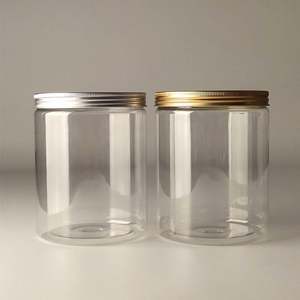 Pot de stockage en plastique PET transparent sans BPA de 300 ml/500 ml/1000 ml à large ouverture avec bouchon à vis en aluminium pour crème de soin de la peau et cosmétiques - Product Image 1