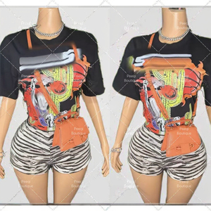 ชุดเซ็ตเสื้อยืดพิมพ์ลายกราฟิกผ้าฝ้ายสำหรับผู้หญิง Peeqi กางเกงขาสั้นลายเสือดาว สไตล์ลำลองแนวสตรีทแวร์ ชุด 2 ชิ้น สำหรับฤดูร้อน ความยาวเหนือเข่า - Product Image 3