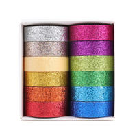 Ruban adhésif washi floral scintillant en polypropylène durable pour Noël, décoration colorée, masquage, artisanat DIY, journalisation