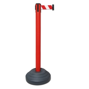 Water Sand Fillable Custom Red/Yellow Water Injection Retractable Belt Barrier Plastic <b>Post</b> Crowd Control Stanchion - Product Image 1