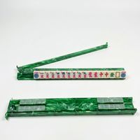 Nouveau style de plateaux de mahjong verts, série Glitter Quick Sand 2, avec règle de déplacement 2 en 1, multicolore transparent, pour 4 joueurs, en acrylique pliable