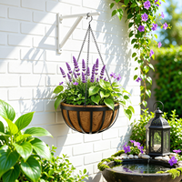 Panier suspendu décoratif en métal avec insert en fibre de coco pour balcon résidentiel, jardin, pots de plantes domestiques, ornement de maison