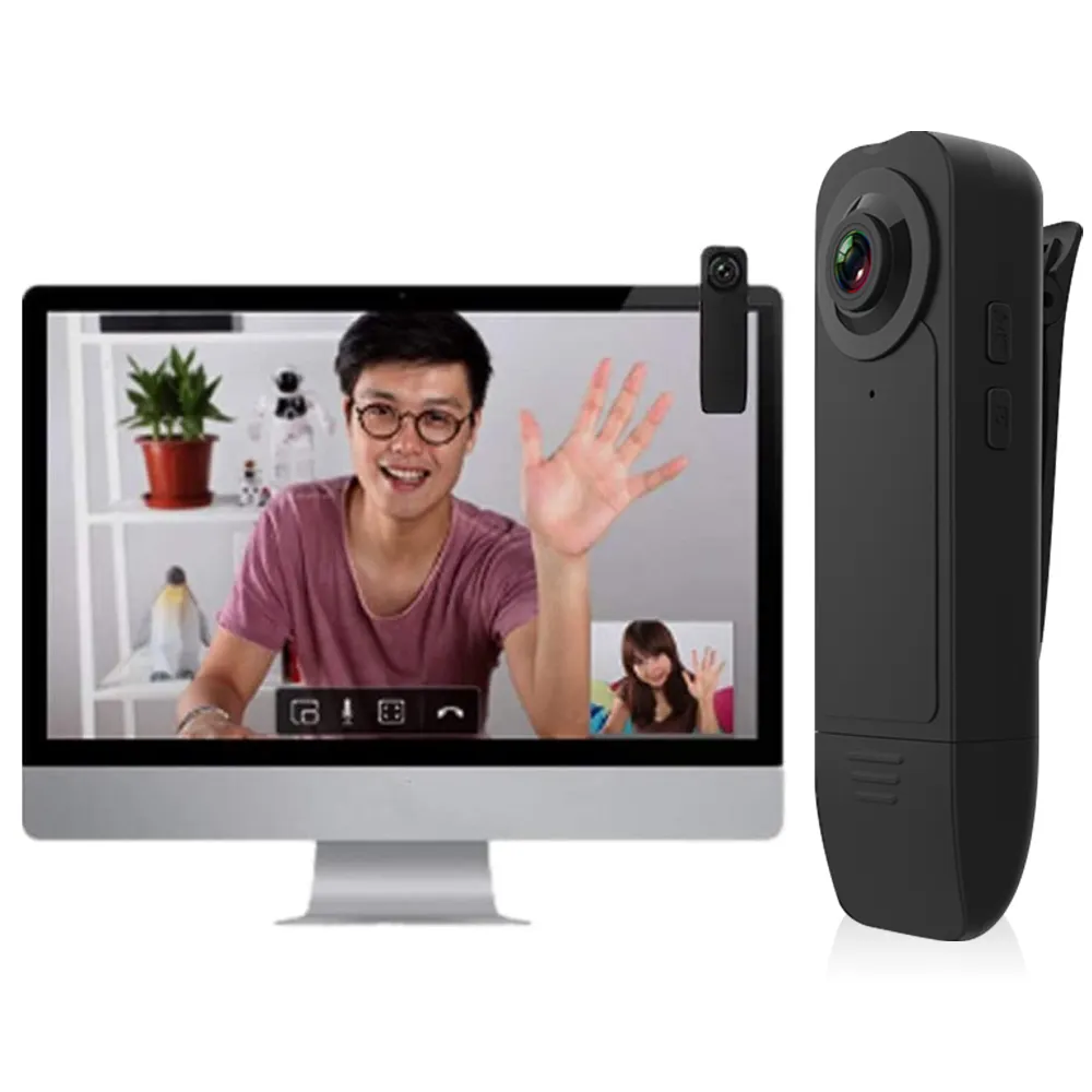 Minicámara tipo Clip inalámbrica WiFi, 1080P, HD, grabadora de vídeo de vigilancia, Webcam de monitoreo remoto magnético