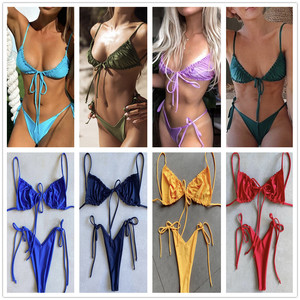 Venta al por mayor de color sólido con cordones Micro String Bikini Hot <span class=keywords><strong>Sexy</strong></span> - Product Image 2