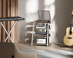 Solid Structure HiFi <strong>Cabinet</strong> 4 Shelves 50 kg Maximum Load Capacity Turntable Audio Video Furniture Wood Steel <strong>CD</strong> Player Kitchen - Product Image 5