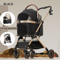 Poussette 3-en-1 pour animaux de compagnie, porte-animaux détachable, pliable, chariot pour chat et chien, roues pivotantes à 360°, tissu respirant et imperméable, transport