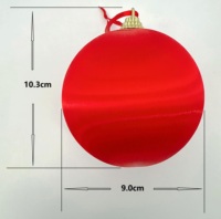 Boules de Noël en satin de haute qualité, décorations de fête, 8,8 cm, facettées, rouges, avec capuchon doré, respectueuses de l'environnement