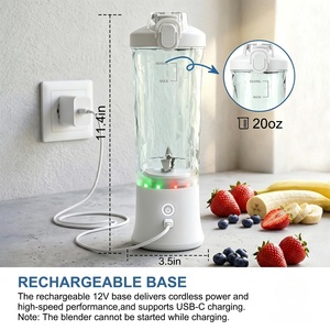 New Arrival 500ML USB Rechargeable Portable Blender with Ice Crushing & Shaker Function for Car Hotel & Outdoor Use - Product Image 2