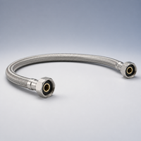 Tuyau d'arrivée d'eau flexible tressé en acier inoxydable 304, moderne et protecteur, avec raccords femelles F1/2 pour cuisine et salle de bain