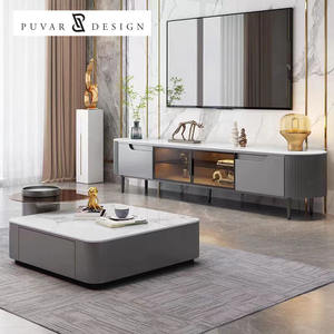 Modern Living Room <strong>TV</strong> Cabinet Furniture Square Rock <strong>Tray</strong> Tea Table High-end Gray Wooden <strong>TV</strong> Cabinet - Product Image 5