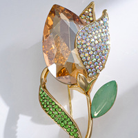 XILIANGFEIZI Broche en cristal tulipe de haute qualité, design de niche, accessoire de vêtement et de bijouterie, vente en gros