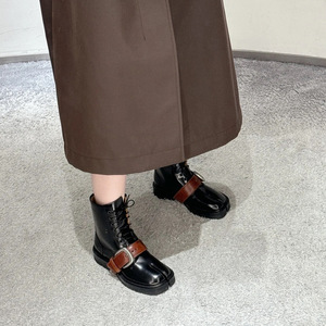 Bottines Chelsea courtes en cuir véritable noir 2025, confortables, style rétro, simplicité, rehaussantes, souples, à bout fendu - Product Image 1