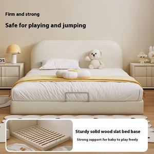 High-end Upholstered <strong>Beds</strong> Minimalist &amp; Modern Look Baby <strong>Cot</strong> <strong>Bed</strong> Wooden <strong>Bed</strong> for Kids - Product Image 2