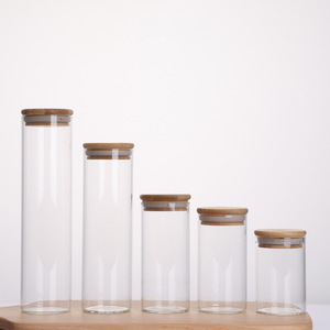 Stoples Kaca Silinder Transparan 120ml untuk Dapur, Kedap Udara dengan Tutup Bambu, Dapat Digunakan Kembali, Wadah Penyimpanan Kaca Kosong 4oz - Product Image 3