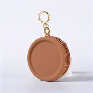 Bolsa de Maquillaje Circular de Silicona, Color Sólido, para Audífonos, Cables de Datos, Portátil, con Cierre y Llavero, en Stock - Product Image 2