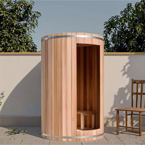 Barril de madera de cedro rojo vertical de diseño popular moderno, estufa de sauna eléctrica <span class=keywords><strong>para</strong></span> jardín al aire libre, capacidad <span class=keywords><strong>para</strong></span> 2 personas, calefacción de 6KW - Product Image 2
