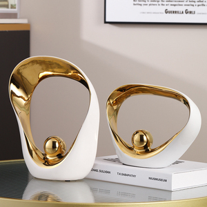 Decoração de Mesa em Cerâmica de Forma Oval Minimalista Luxuosa, Ornamento de Arte Personalizável para Decoração de Interiores, Fornecimento de Fábrica - Product Image 1