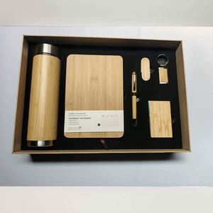 Bamboo Notebook <b>Gift</b> <b>Set</b> with Leather USB Pen Keychain Luxury Christmas <b>Gift</b> Box <b>Set</b> - Product Image 1