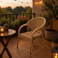 Ensemble de chaises d'extérieur en rotin avec table à thé pour balcon et parc