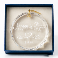 Adorno de Cristal Transparente Facetado Redondo, Recuerdo de Boda Personalizado con Nombre de Pareja, Decoración