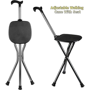 Bastón Plegable con Asiento, Mango Derby, Bastón Ajustable con Trípode, Silla Bastón Ligera, Ayuda de Movilidad <span class=keywords><strong>para</strong></span> Personas Mayores, Antideslizante - Product Image 2