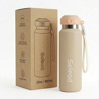 Bouteille d'eau isotherme en acier inoxydable à double paroi personnalisée avec couvercle à poussoir, sans BPA, anti-fuite, pour le cyclisme et les activités de plein air