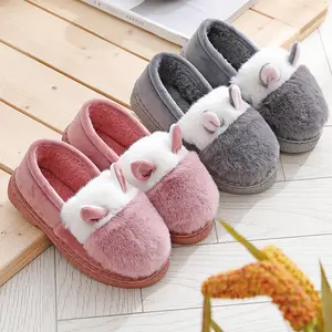 Sheep ears rabbit fur fall winter home cotton slippers ladies warm cotton shoes