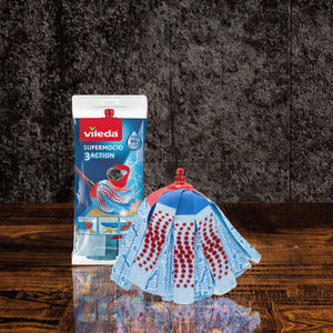 Pour SuperMocio 3x Action Mop : Lot de 2 recharges avec manche pliable, panier en plastique et têtes de balai en microfibre, modèle QL0066 - Product Image 2