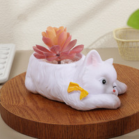Pot de fleurs réaliste en résine en forme de chat, pot créatif pour plantes succulentes, décoration de bureau et de maison, style nordique
