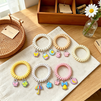 Élastiques à cheveux spirale multicolores exquis en forme de cordon téléphonique, imperméables, élastiques, accessoires pour cheveux et bracelets pour filles et femmes