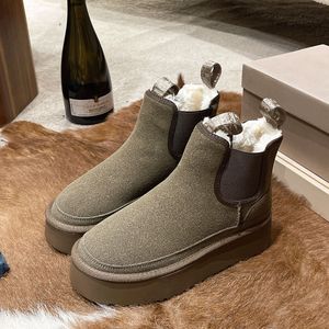 Nouvel arrivage de botte de neige d'hiver en daim à plateforme haute pour femmes botte de neige épaisse en peluche chaude à la cheville botte de neige pour femmes chaussures chaussures - Product Image 5