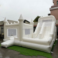 GMY Gonflables Maison gonflable géante blanche avec toboggan Combo Équipement de location de fête pour événements Toboggan pour enfants en plein air
