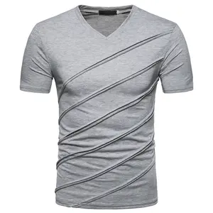 Wholesale Summer Men&#39;s New Fashion Short Sleeve T Shirt Men Casual V Neck Tees