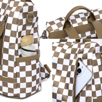 Sac à dos antivol à carreaux personnalisé avec logo, sac à bandoulière pour femme, sac à main à carreaux tendance pour femme, sacs à main pour le voyage et le travail