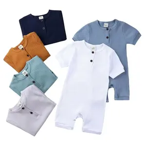 3 6 12 18 24 mesi vestiti per neonati estate Beby ragazza a coste tuta per bambini in bianco tutina per bambini all'ingrosso ragazzo altro abbigliamento per bambini (vecchio)