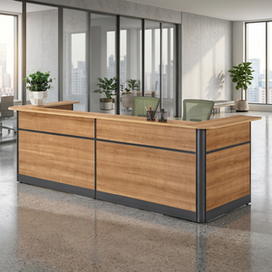 High Quality Modern Eco-friendly Wooden Reception Counter with 3-drawer <b>Cabinet</b> for Hotel Use - Product Image 3