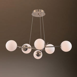 Lámpara Colgante de Cristal Opal Blanco de Lujo Moderno Nórdico, Aleación de Aluminio y Acero, LED 2700K 3500K, Luz Blanca Cálida Suave - Product Image 5