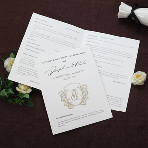 Buchstil A4 Größe Elegante Hochzeits einladung programm karte mit kunden spezifischem Logo und Formulierungen - Product Image 3