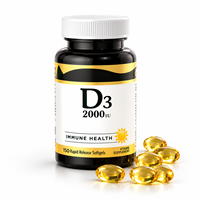 Capsules de vitamine D3 2000 UI sans gluten, favorisant la santé immunitaire et osseuse, 150 unités pour hommes et femmes