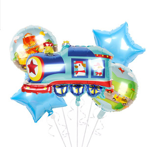 รถขนส่งรถดับเพลิงรถตำรวจรถโรงเรียนรถบัสรถไฟสำหรับงานเลี้ยงวันเกิดของเด็กลูกโป่งของเล่นตกแต่ง - Product Image 5